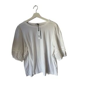 Michael Stars Maisie Eyelet Top White size 2x Short sleeve womens new